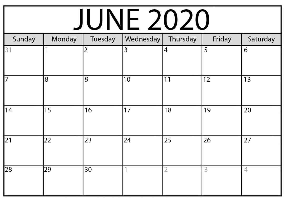 June 2020 Printable Calendar Free Latest Calendar &amp; Holidays.