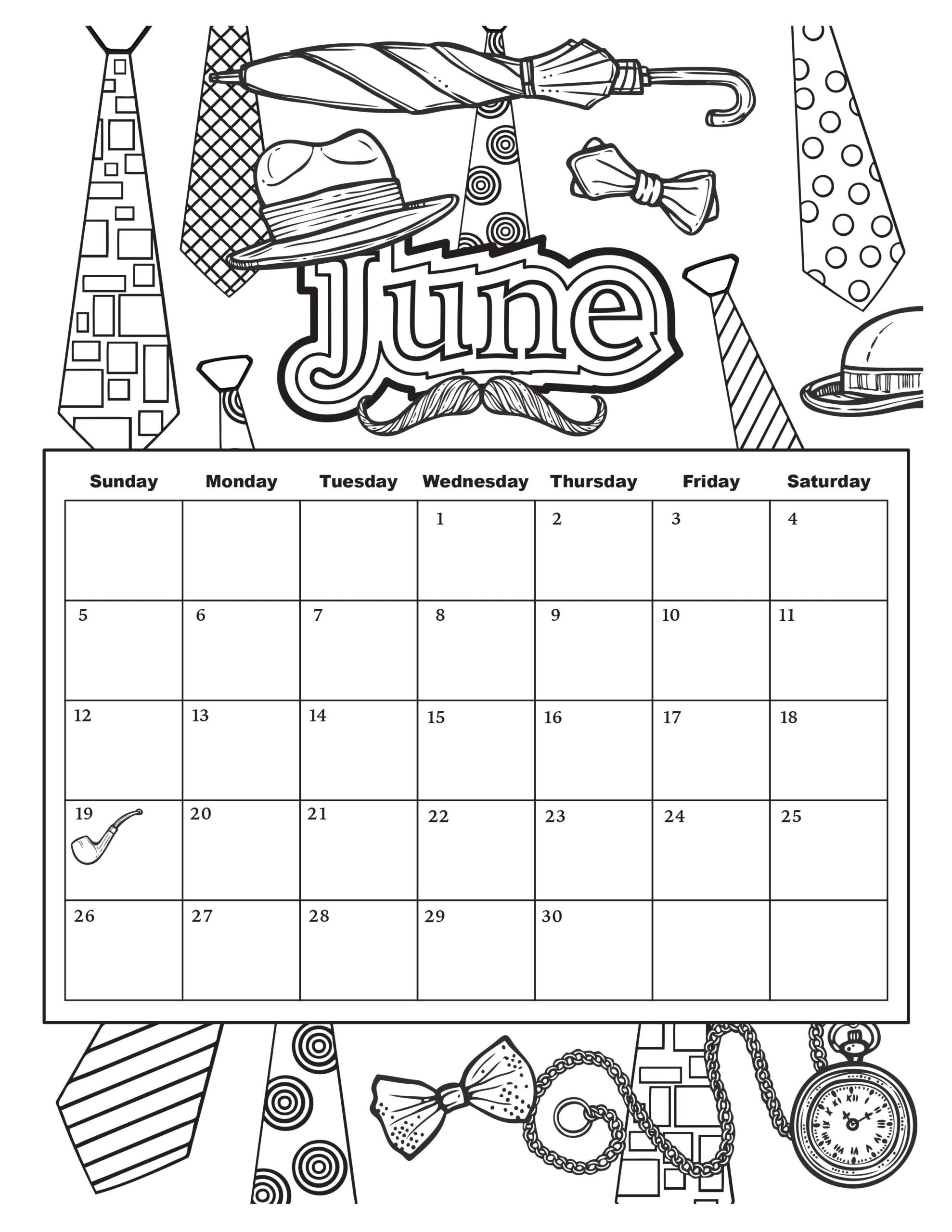 June (2550×3300) | Coloring Calendar, Summer Coloring