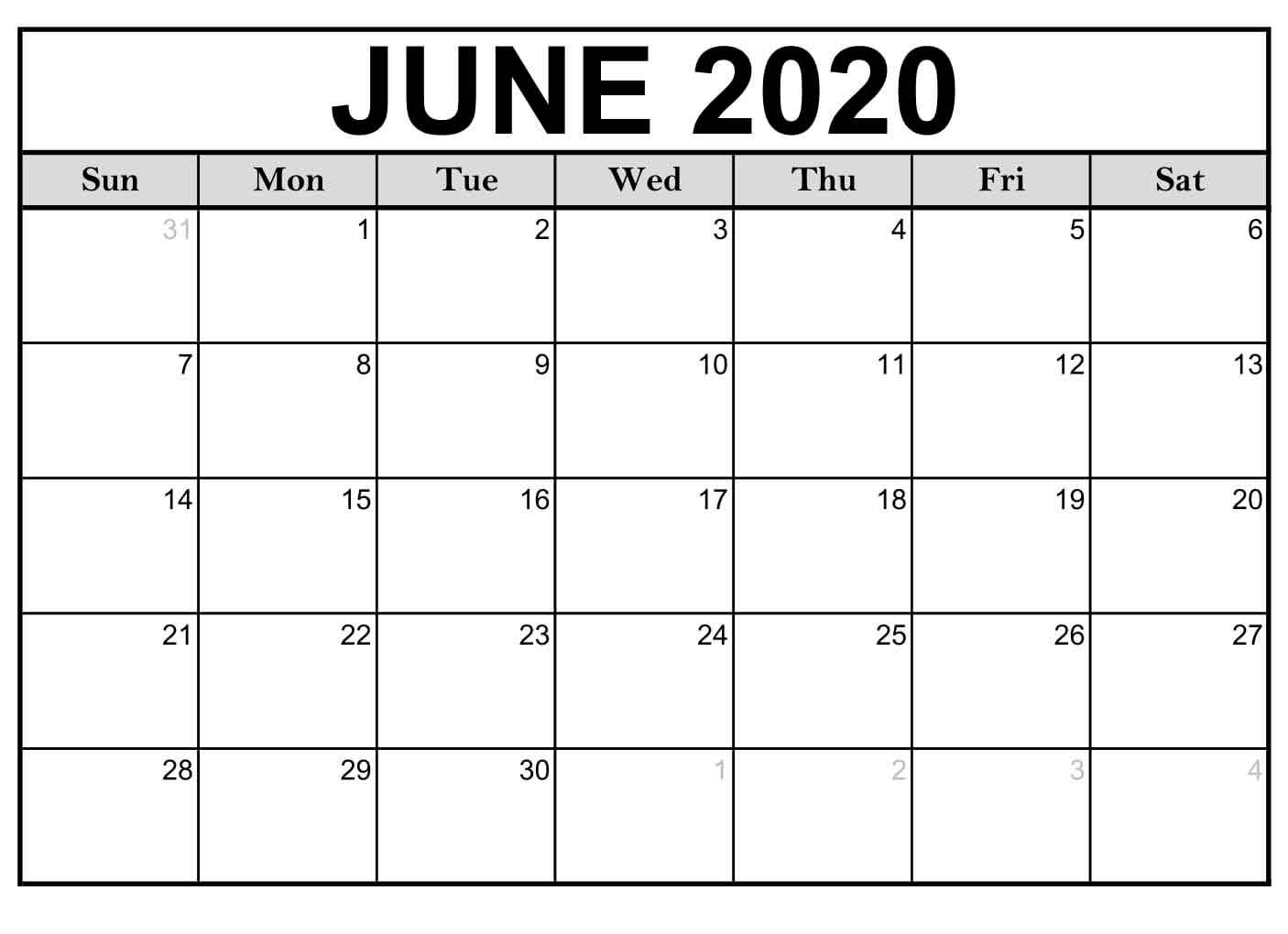 Free Printable Calendar June 2020 Calendar Printables Free Templates