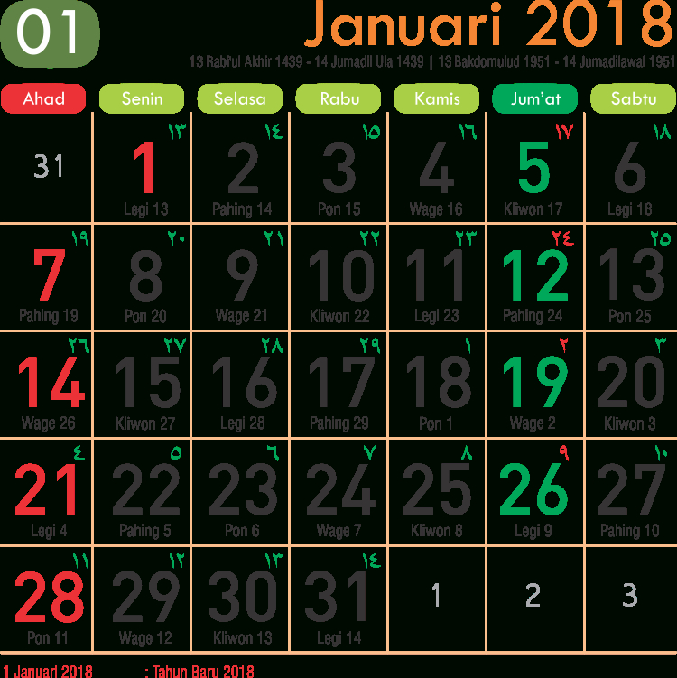 Kalender Bulan Januari 2018 | Download 2020 Calendar