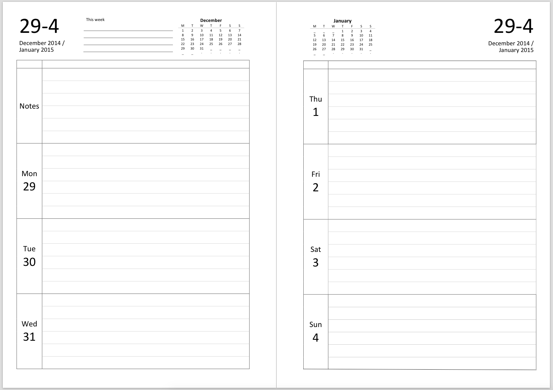 Lined Daily Calendar Template | Daily Calendar Printable 2020