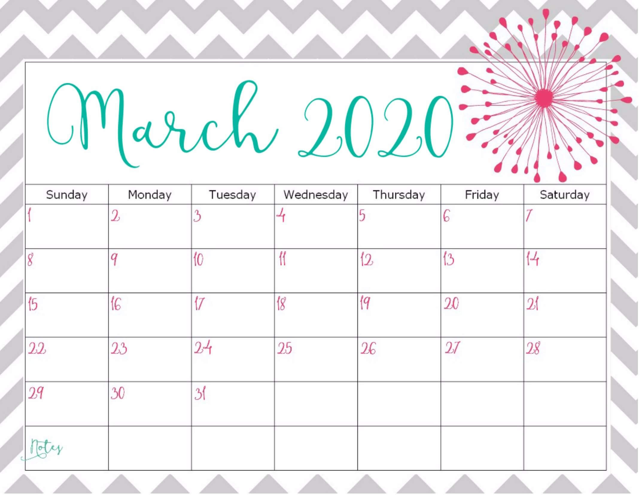 March 2020 Calendar With Holidays Template - 2019
