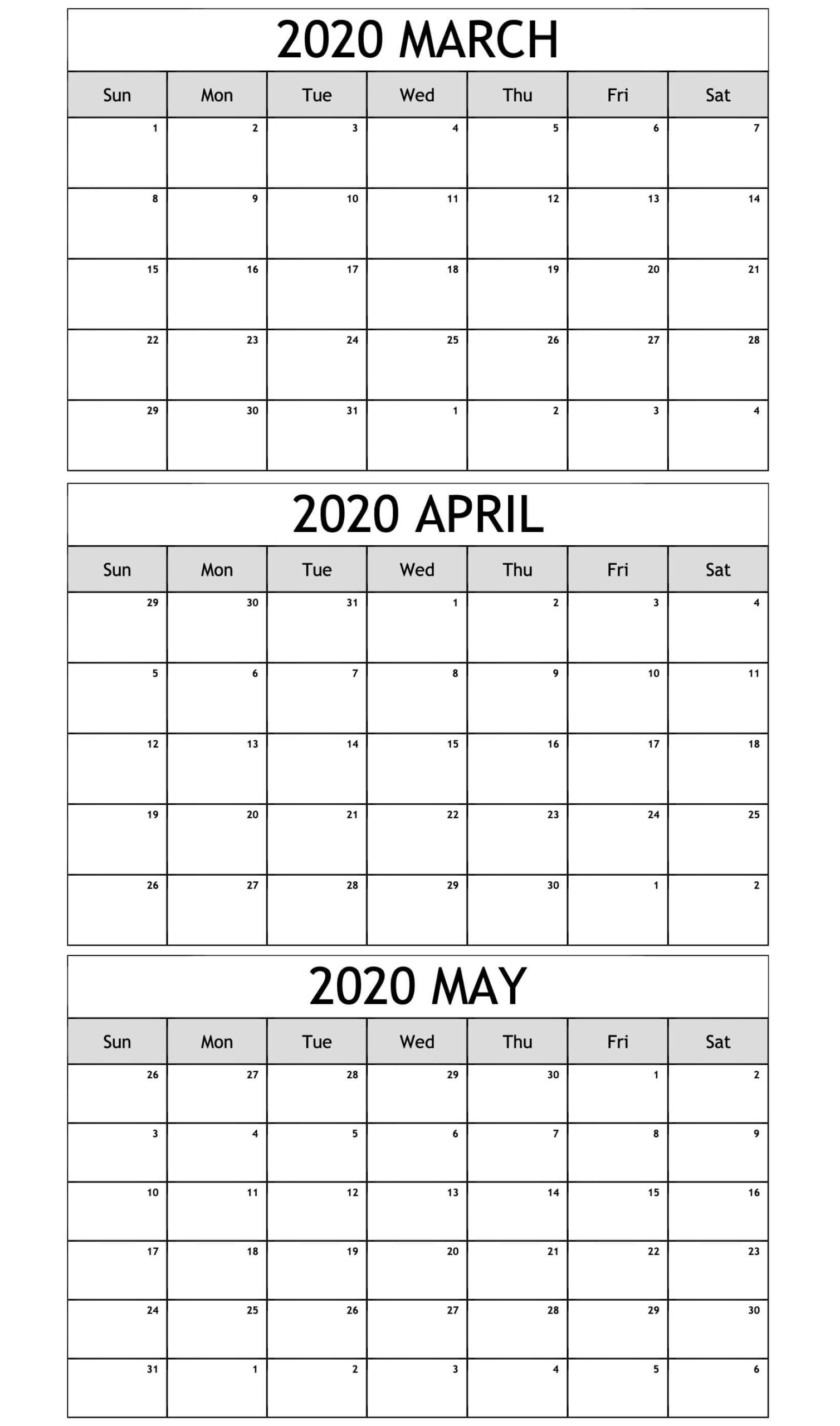 March To May 2020 Calendar Template – Magic Calendar 2019