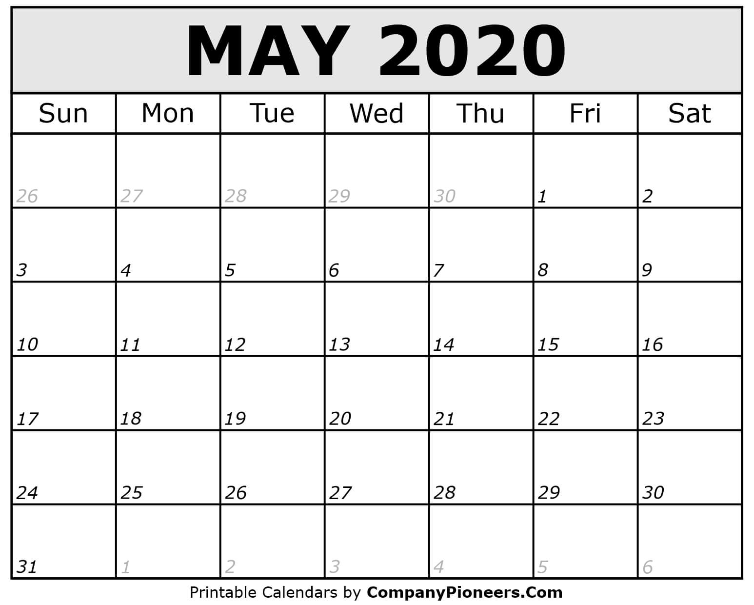 Calendar Of 2020 May | Calendar Printables Free Templates