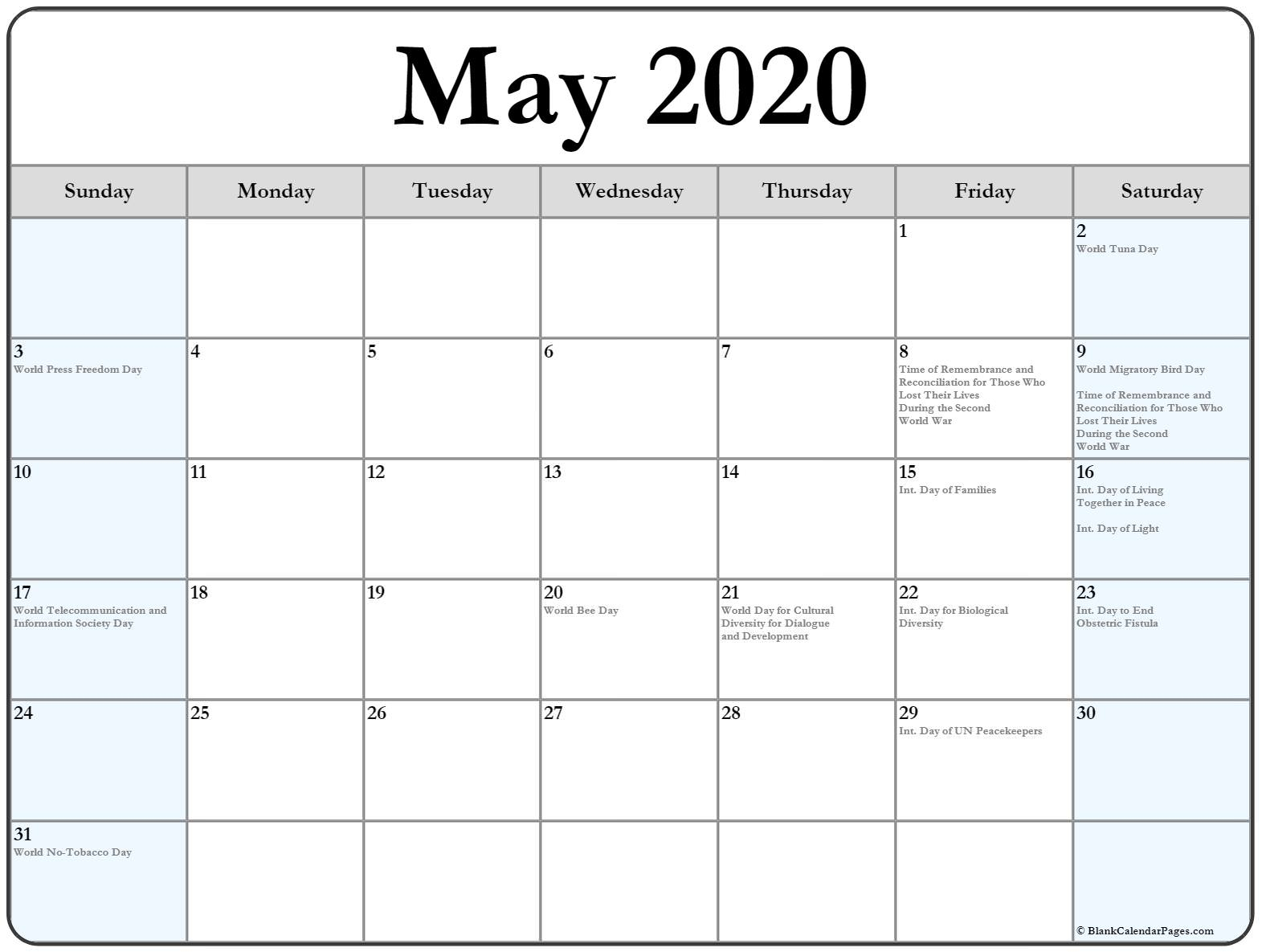 May 2025 Calendar With Holidays