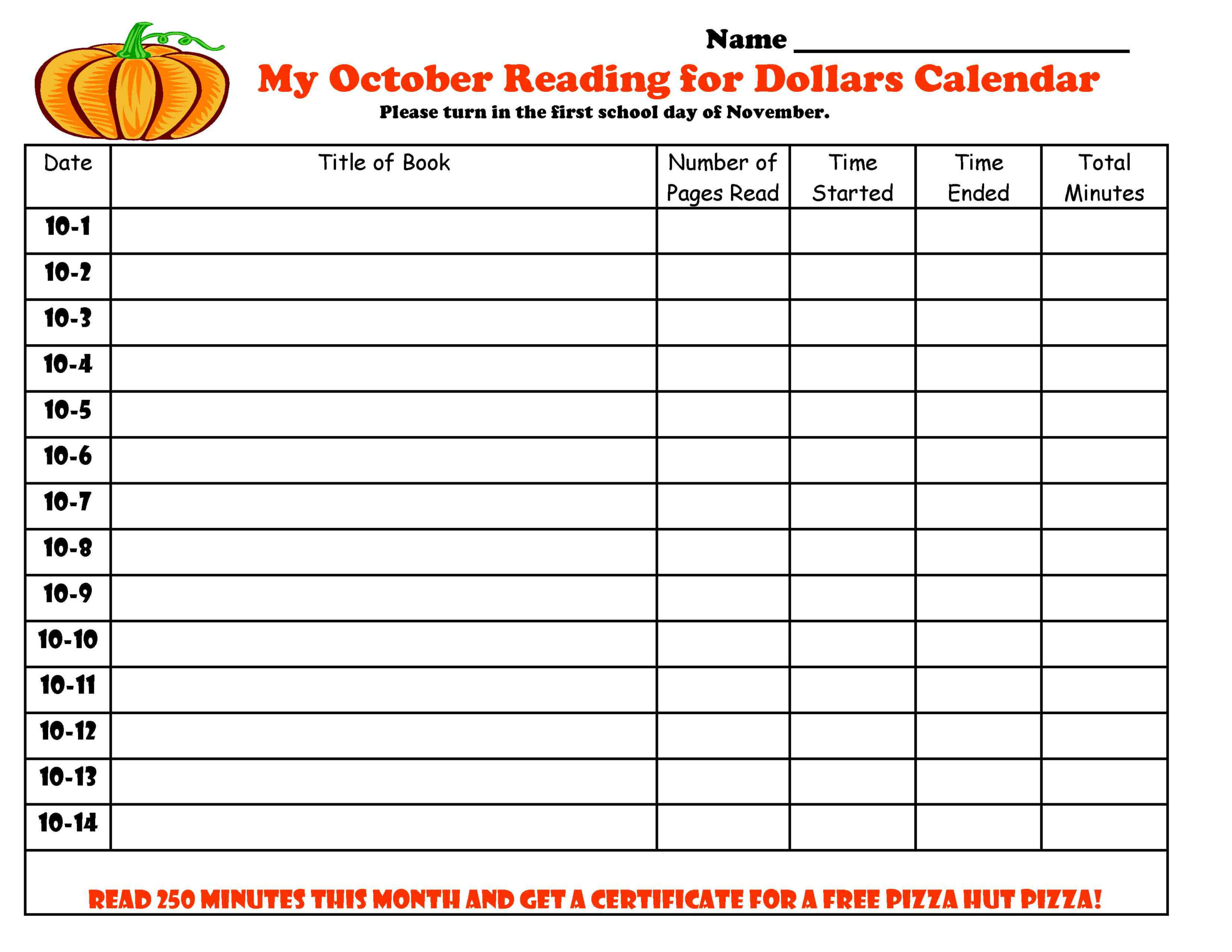 Reading Schedule Template