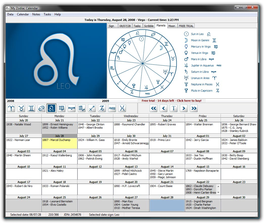 Free printable zodiac chart - kerags