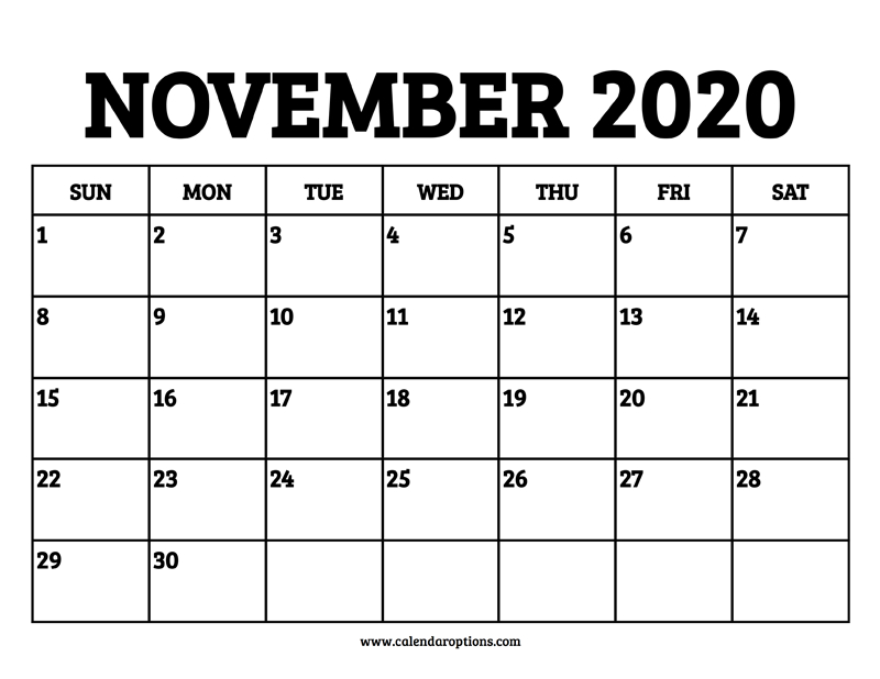 November 2020 Calendar Printable – Calendar Options