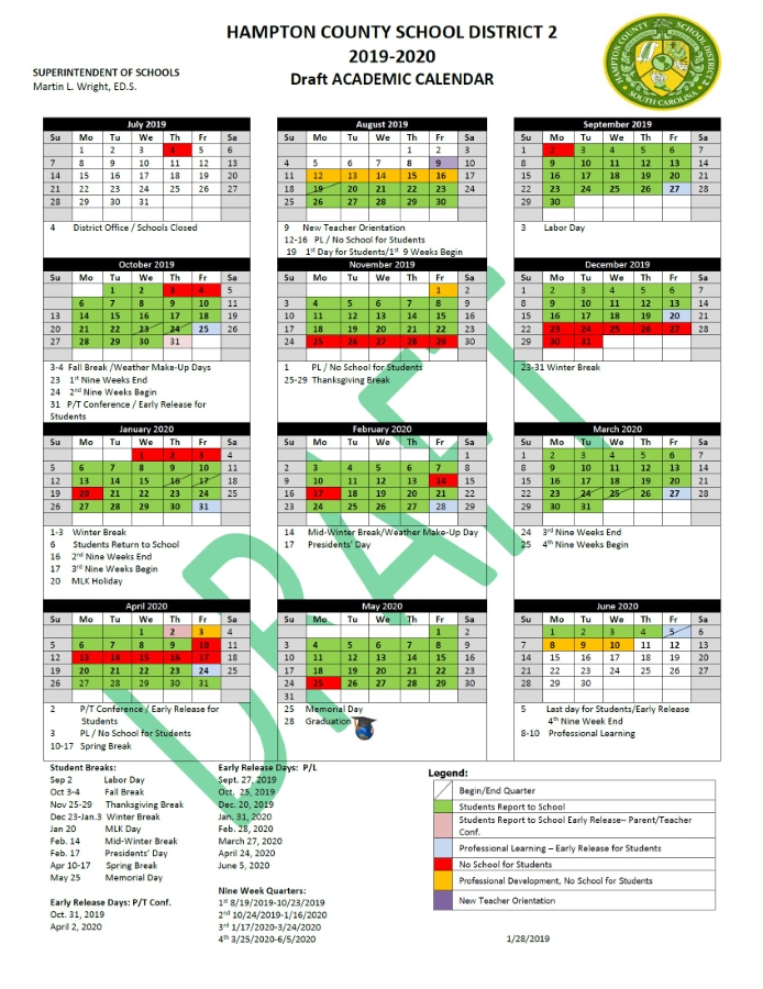 Official 2019 2020 Baldwin County School Calendar