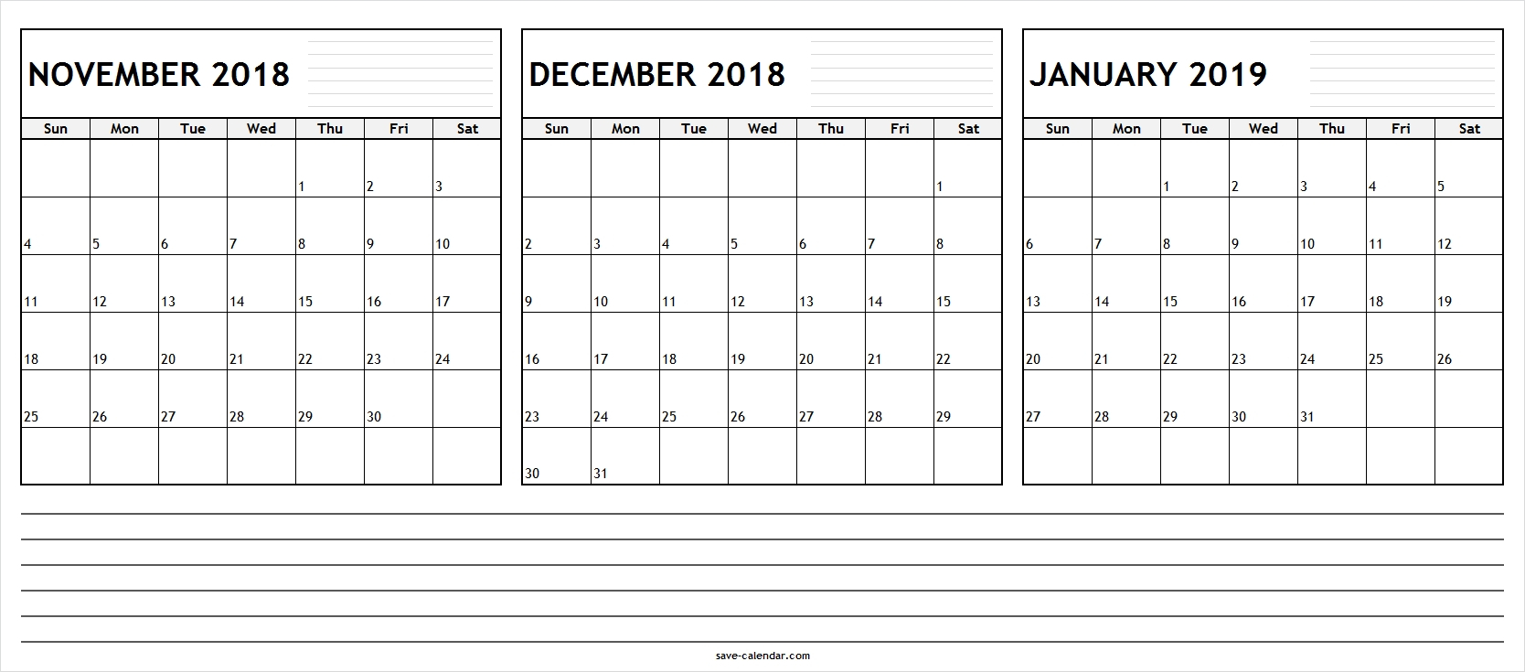 Print Calendar November December January | Calendar Printables Free ...