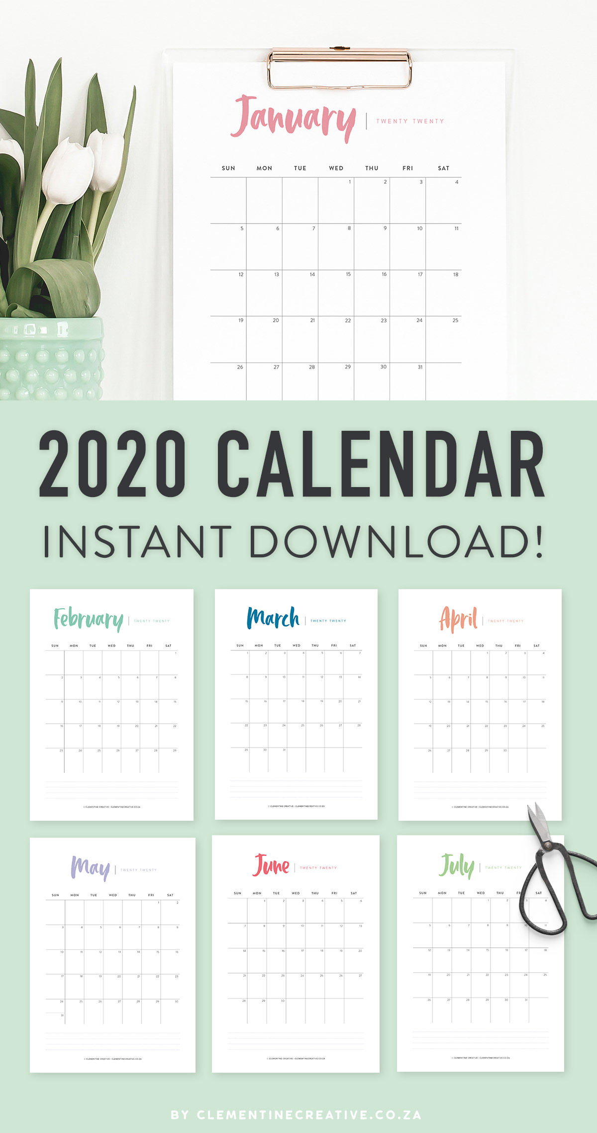 Printable 2020 Calendar {A Pretty Monthly Calendar Planner}