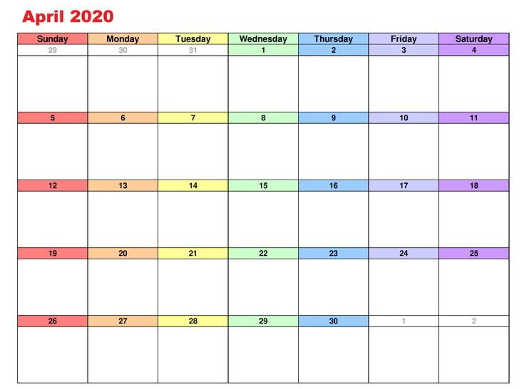Printable April 2020 Calendar In 2020 | Calendar 2019