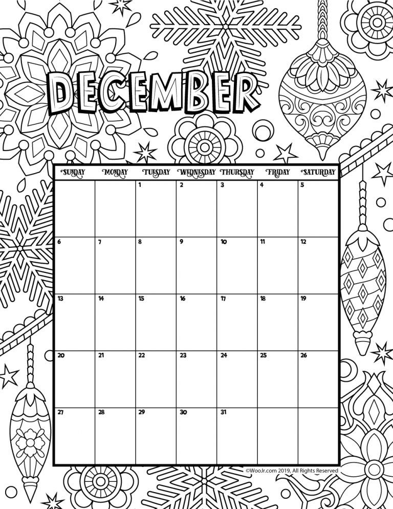 Printable Coloring Calendar For 2020 (And 2019