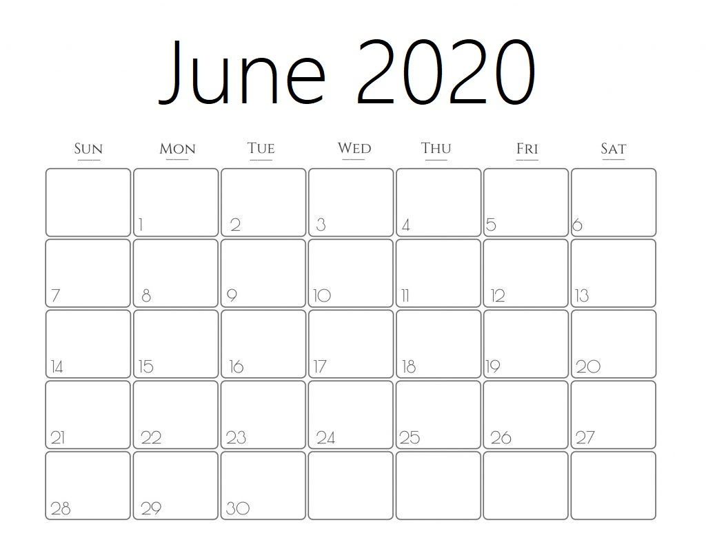 Printable June 2020 Calendar – Stay Organised – Printable