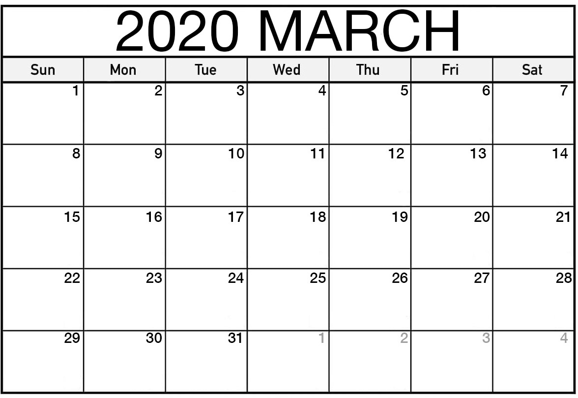 Printable March 2020 Calendar With Holidays Templates