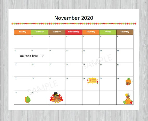 Printable Monthly Calendar Seasonal