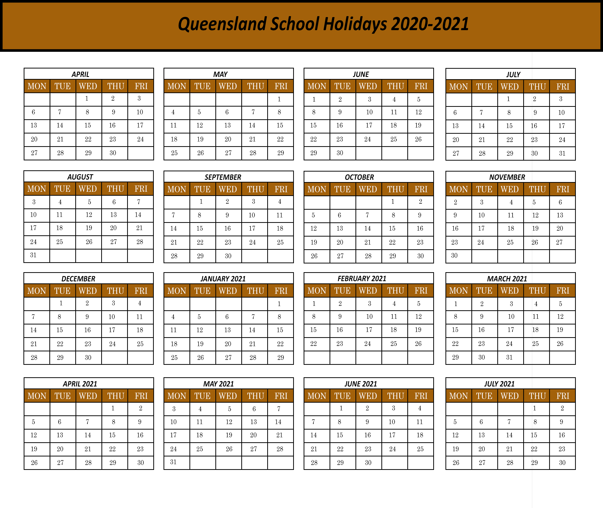 Printable Qld School Calendar 2020 | Printable Calendar 2020