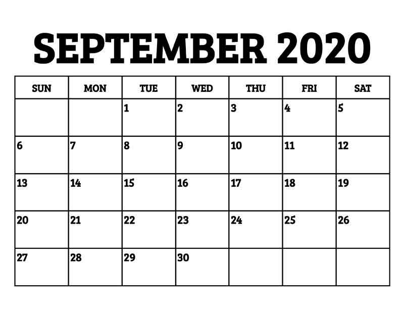 Printable September 2020 Calendar With Holidays