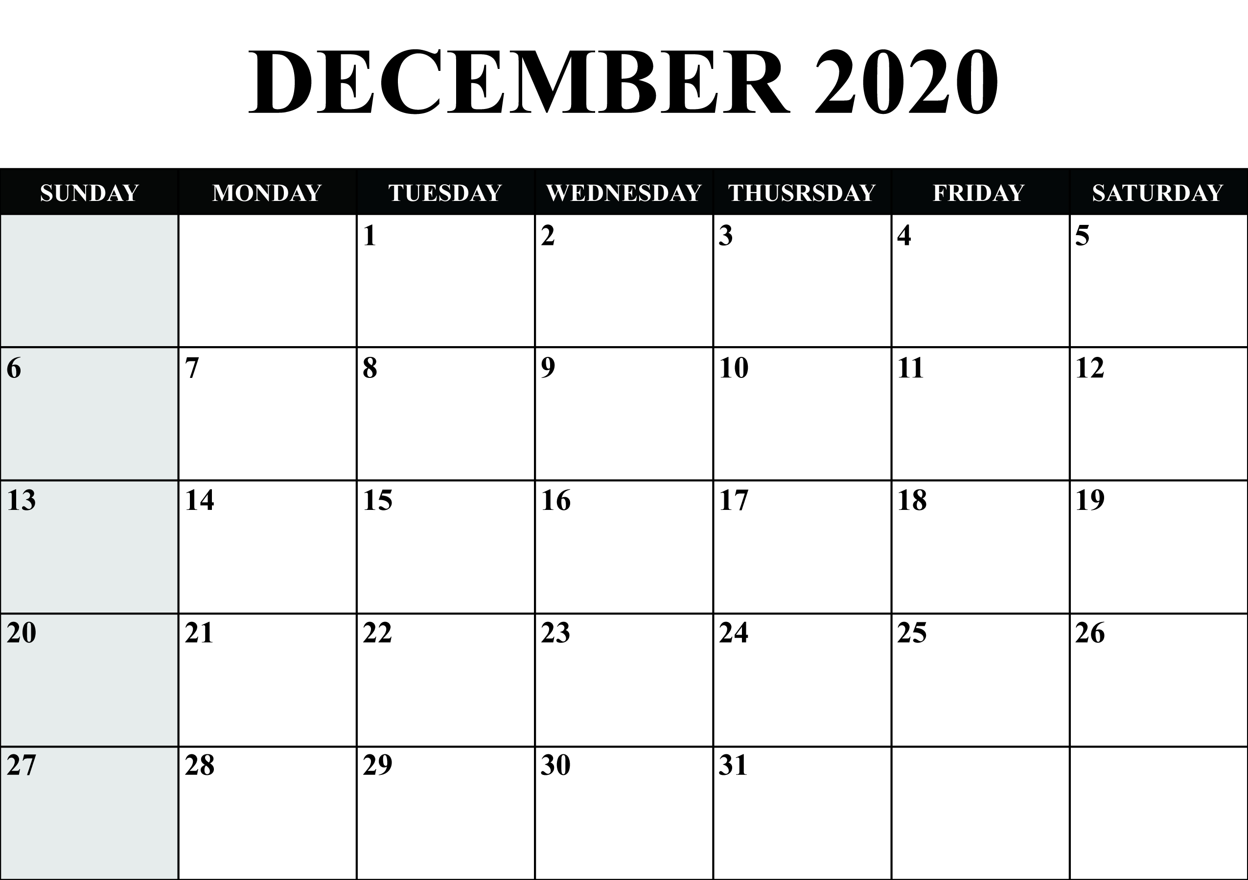 Printable Yearly Calendar 2020 Template With Holidays [Pdf