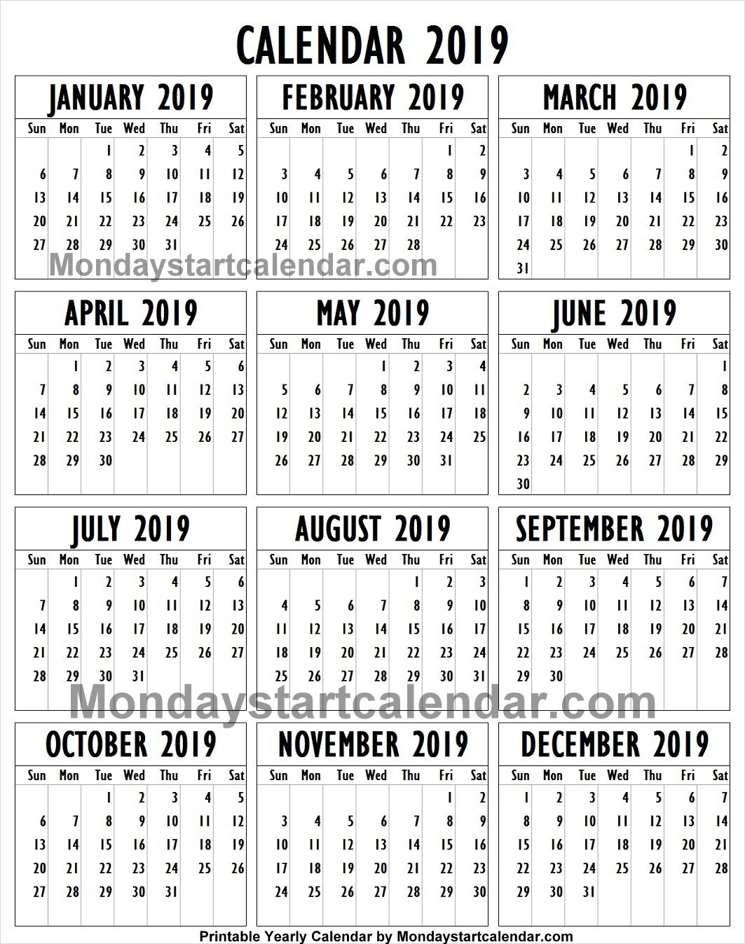 Rustic Printable Calendar 2019 | Printable Calendar 2020