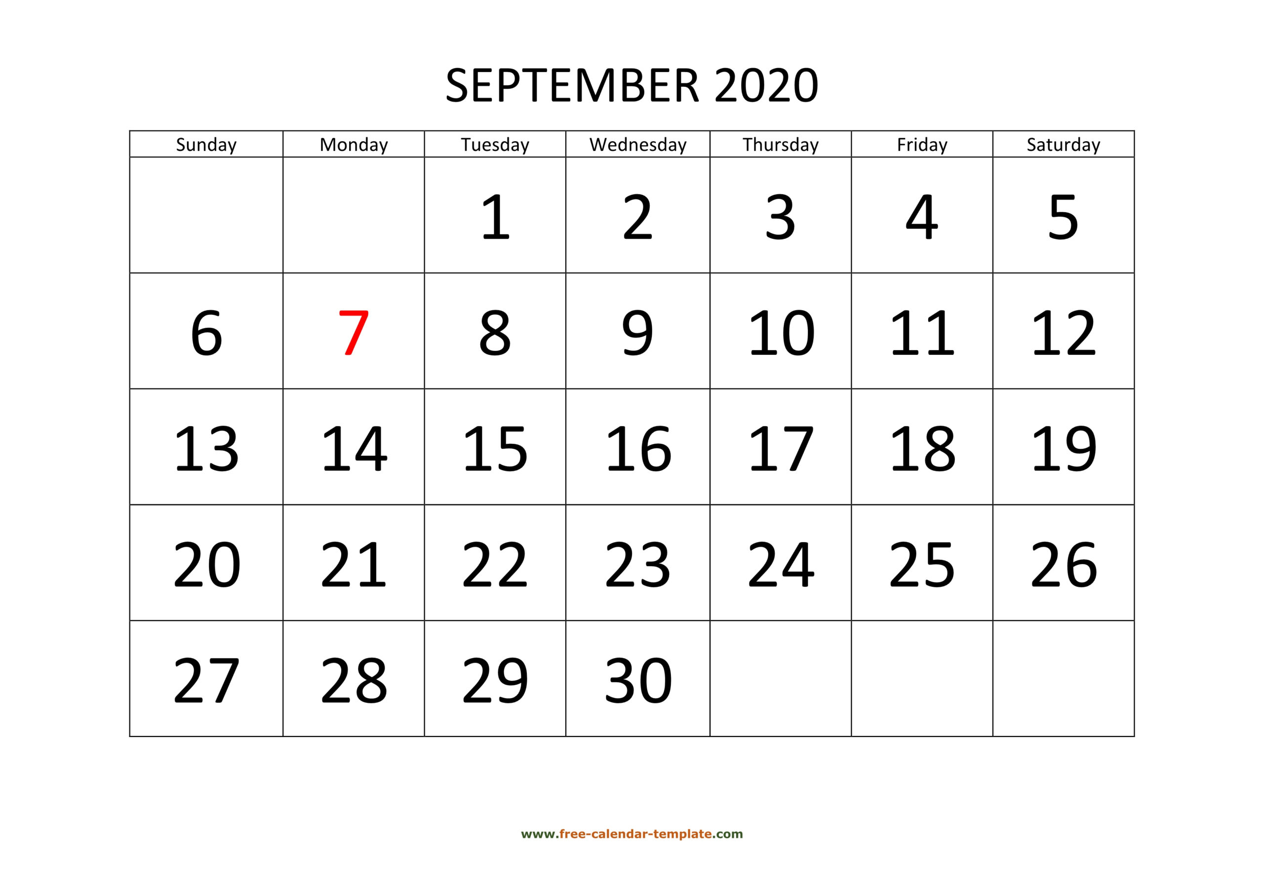 September 2020 Free Calendar Tempplate | Free-Calendar