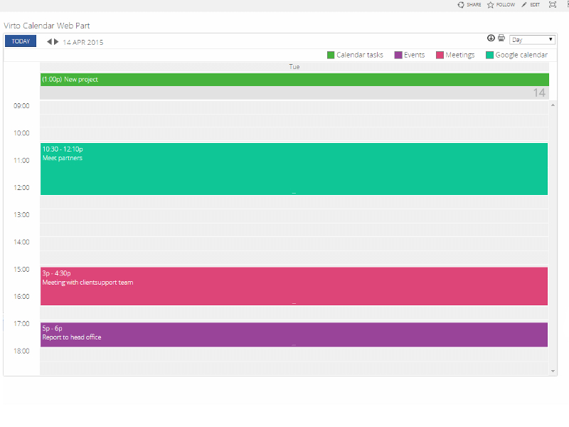 Sharepoint Calendar Web Part - Virtosoftware