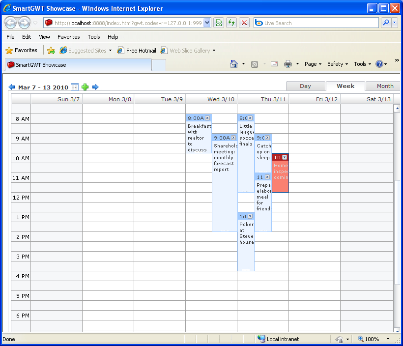 Simple Event Calendar (Smart Gwt) : Calendar « Gwt « Java