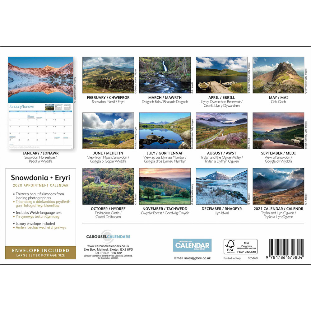 Snowdonia 2020 A4 Wall Calendar | Stationery Sale At The Works