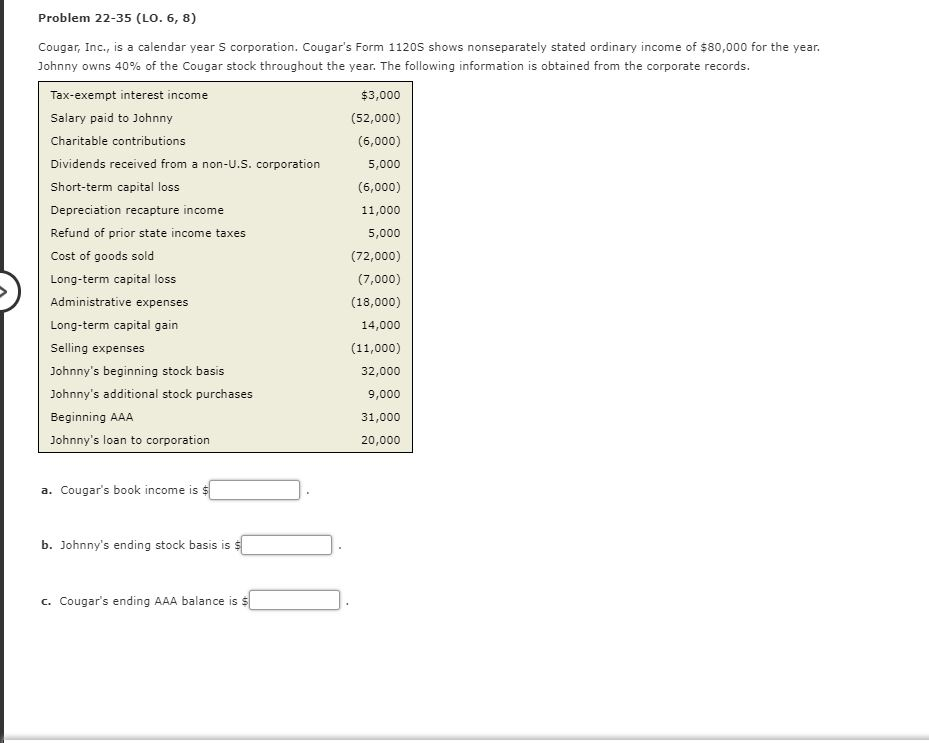 Solved: Problem 22-35 (Lo. 6, 8) Cougar, Inc., Is A Calend