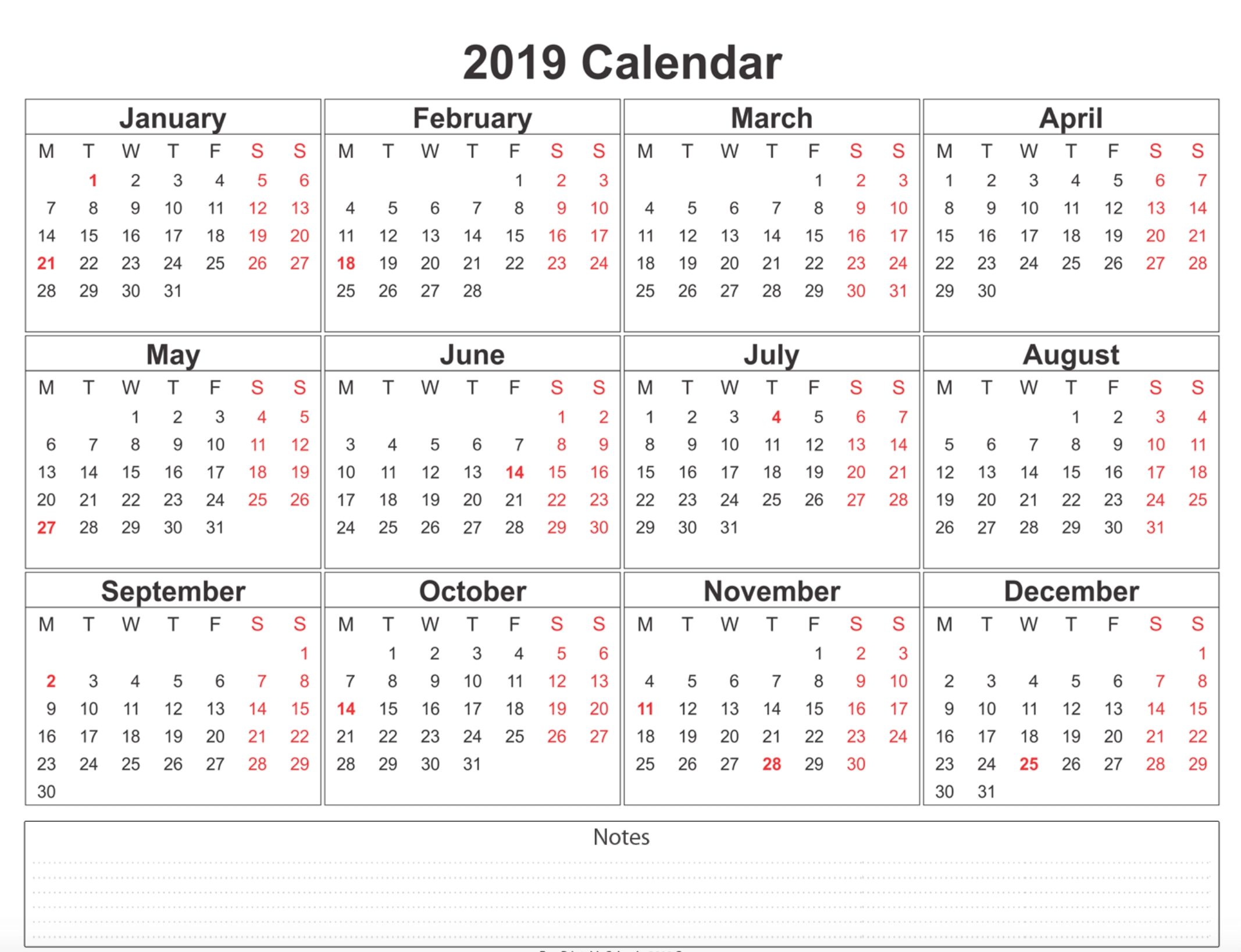 Take Blank Monthly 5 Day Calendar 2019 Printable ⋆ The