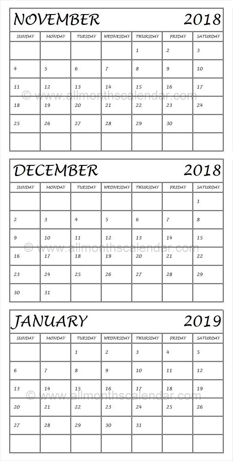 Take Calendar November December 2019 January 2019 ⋆ The