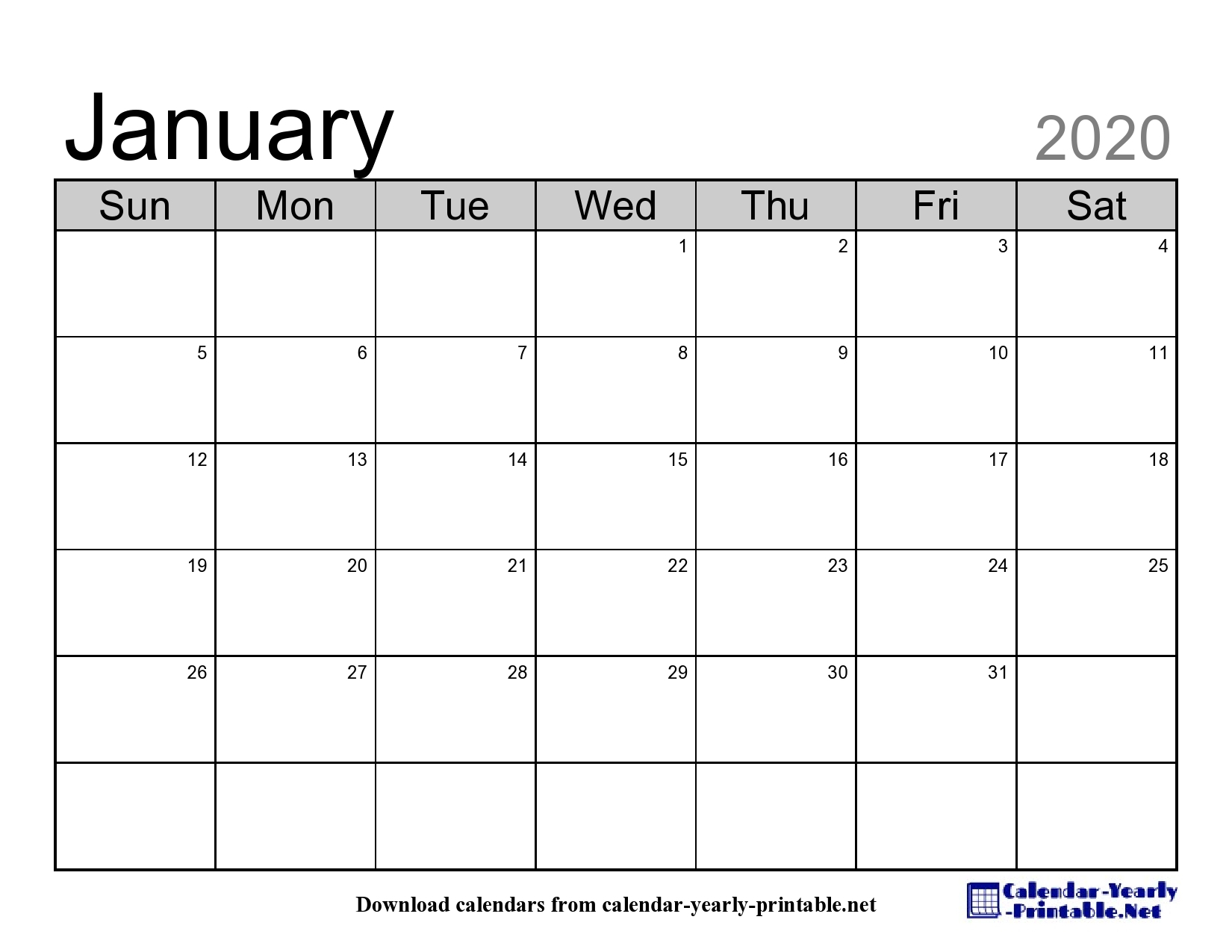 Calendar Year January 2020