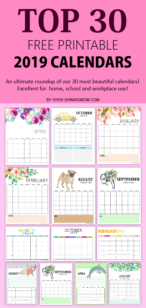 Top 30 Free 2019 Printable Calendar Planners: Awesome