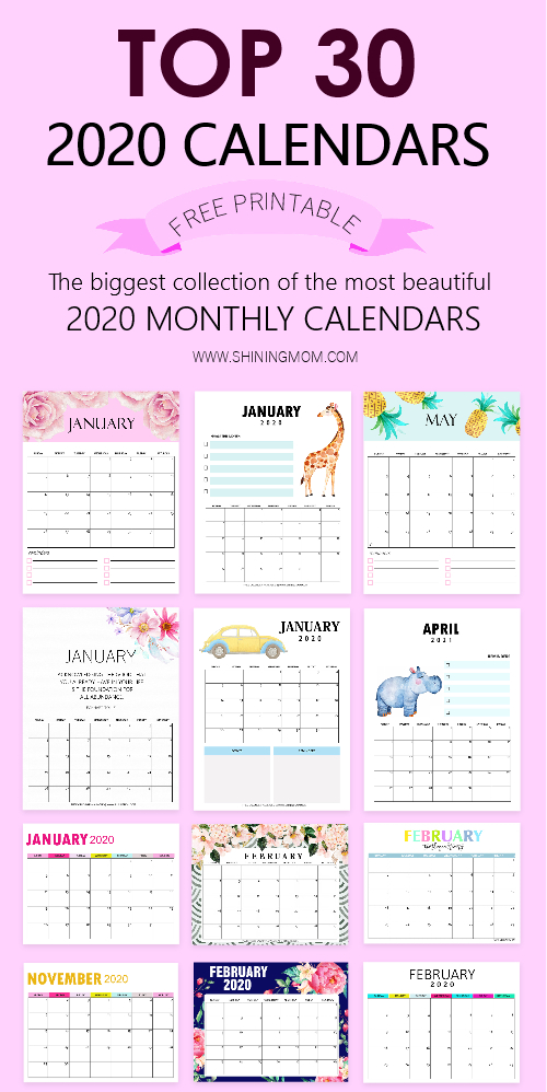Top 30 Printable Calendars 2020 To Download For Free