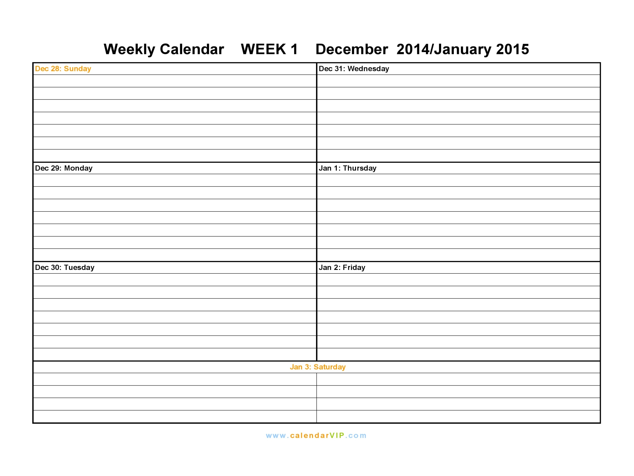 free downloadable templates to make a week calendar