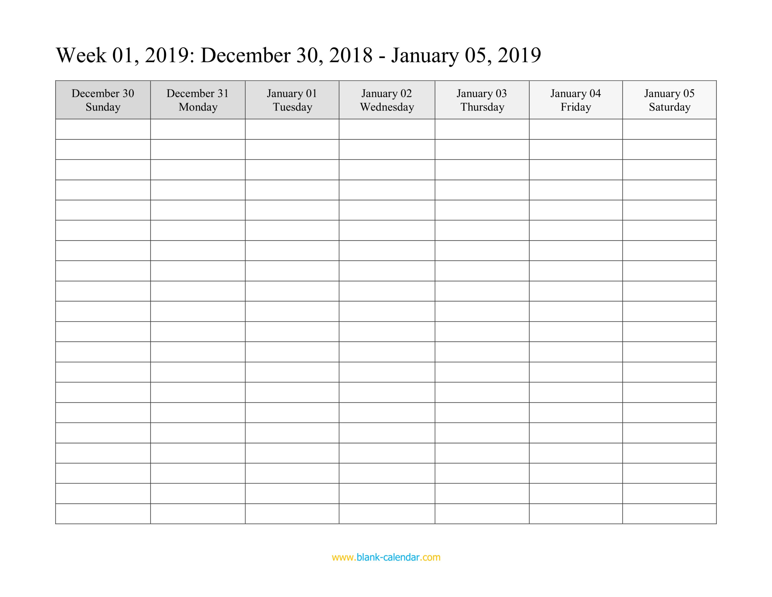 Weekly Calendar 2019 (Word, Excel, Pdf)