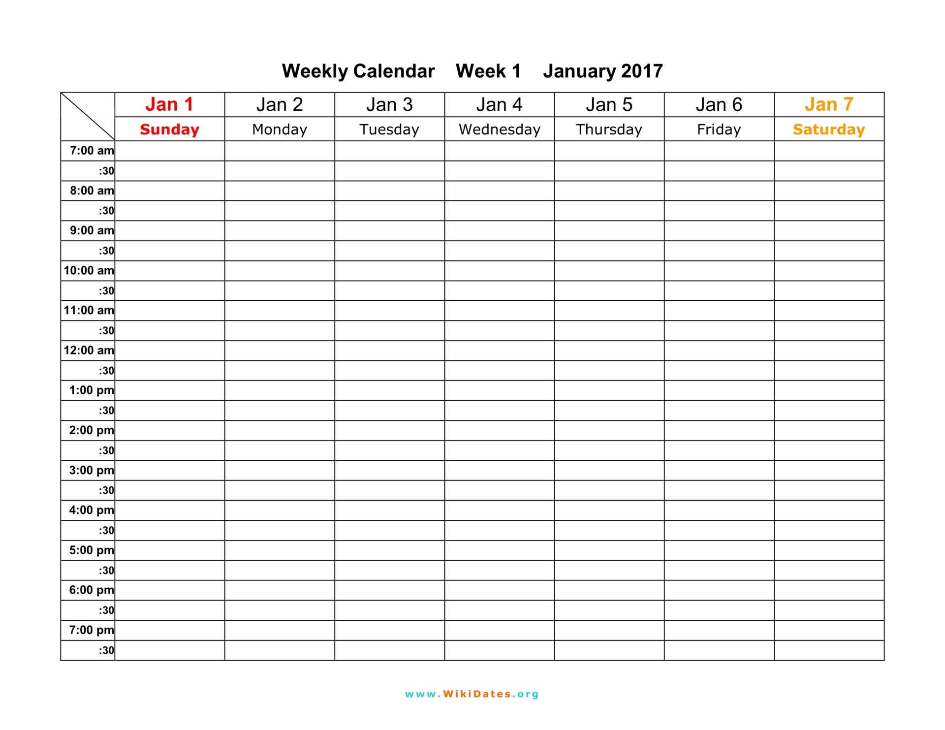 Weekly Calendar - Download Weekly Calendar 2017 And 2018