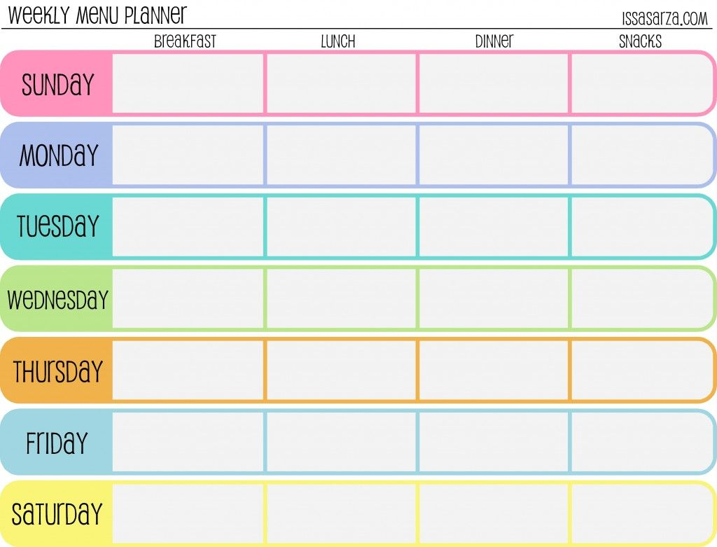 Weekly Calendar Fill In