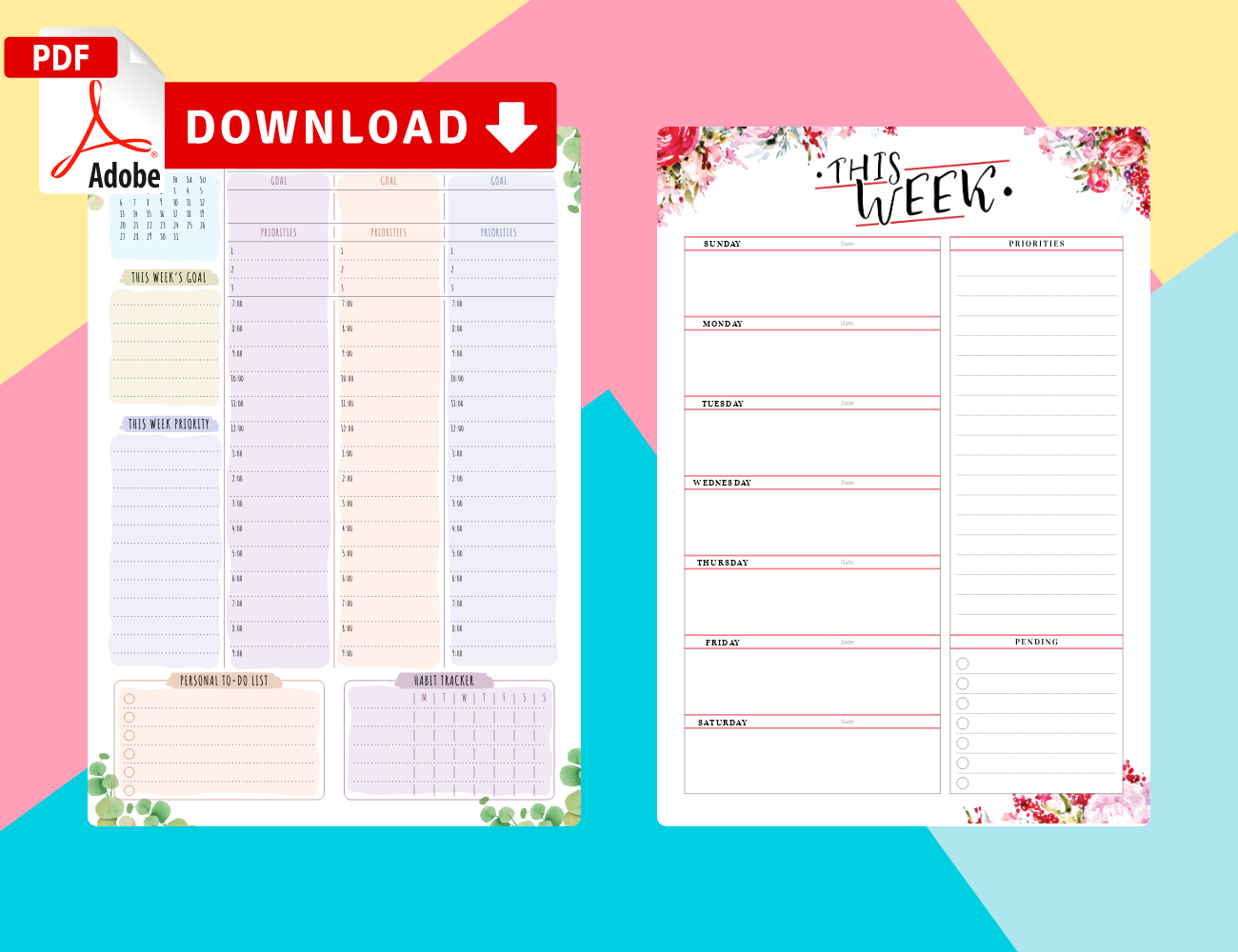 Weekly Calendar Templates - Download Pdf &amp; Print