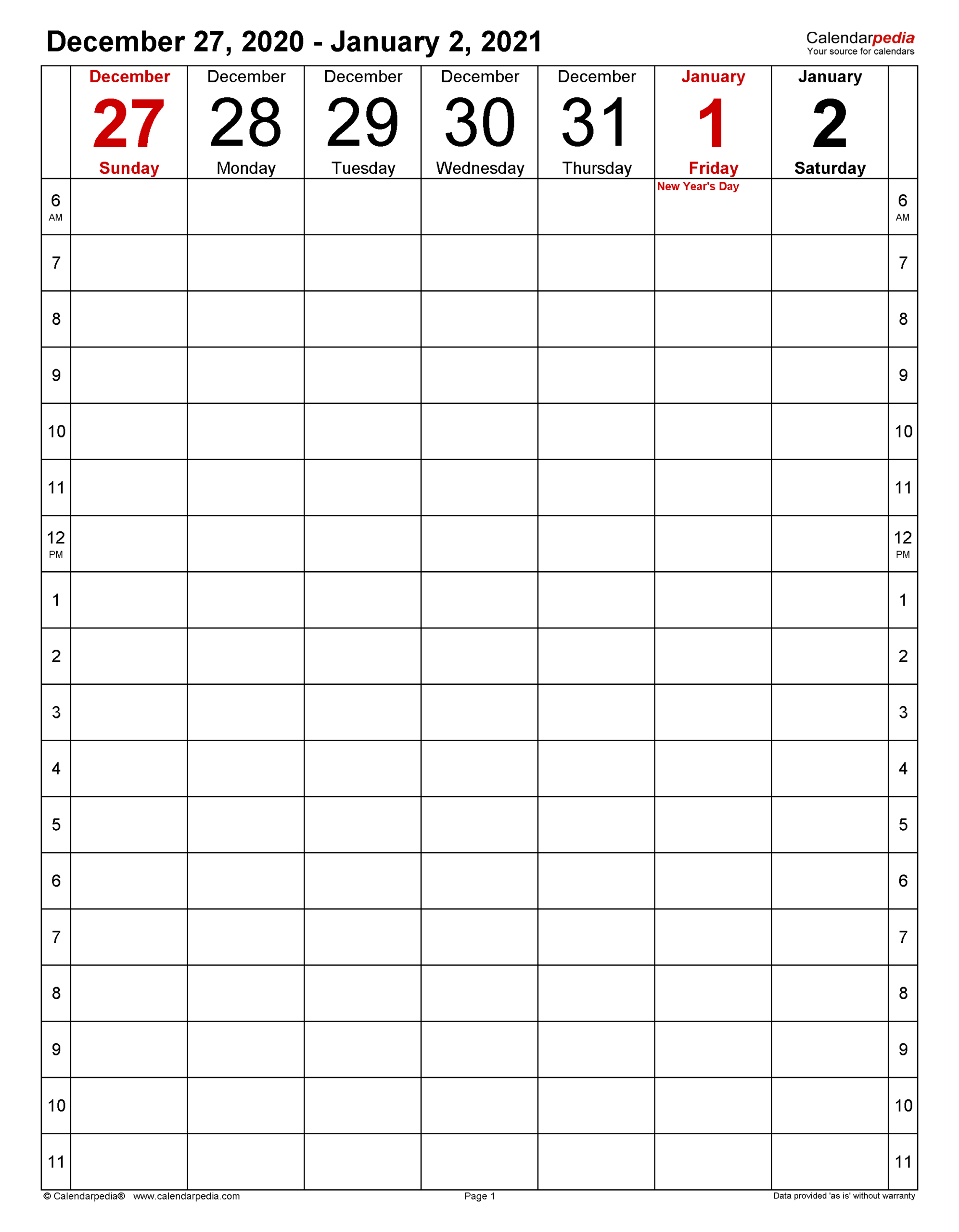 Weekly Calendars 2021 For Word - 12 Free Printable Templates