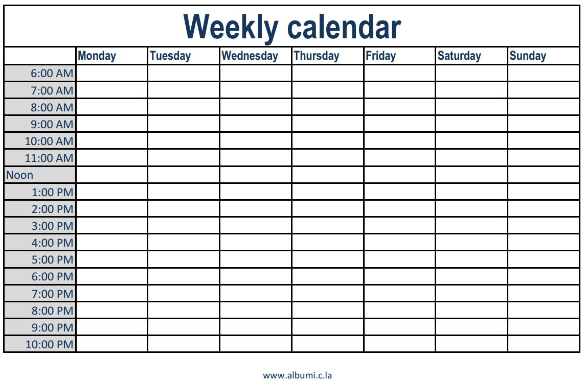 Weekly Calendars With Times Printable | Calendars