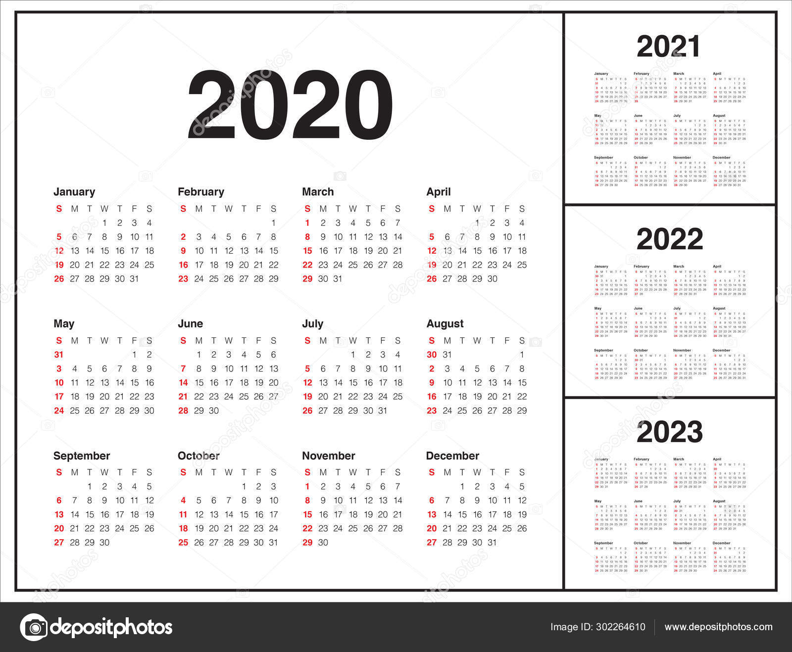 4 Year Calendar 2020 To 2024 Printable | Free Letter Templates