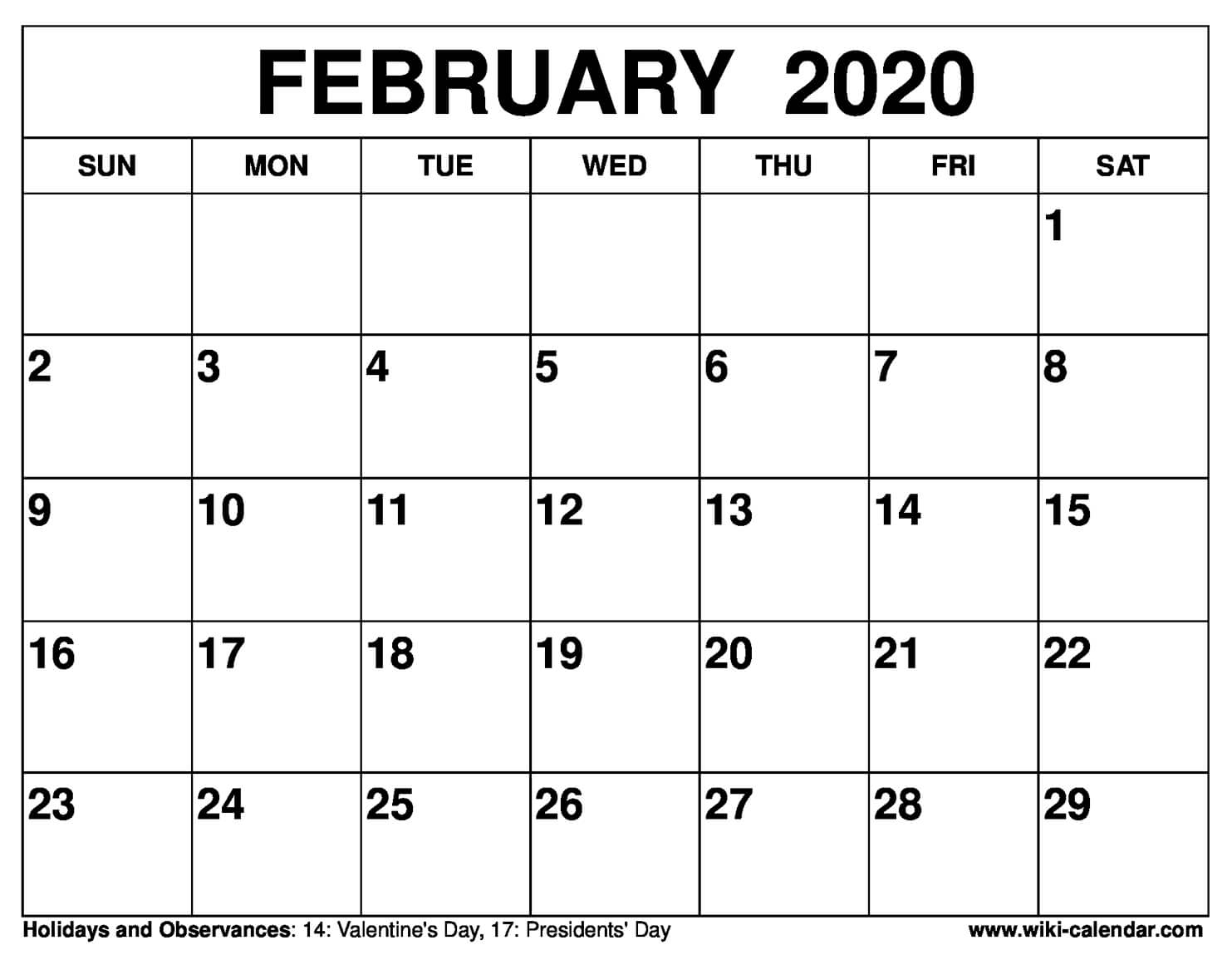 Year 2020 Calendar – United States | Month Calendar Printable