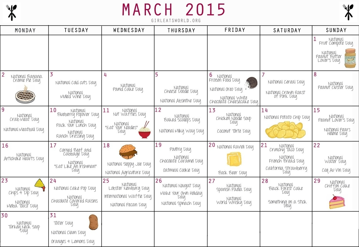 National Food Calendar 2024 Image to u