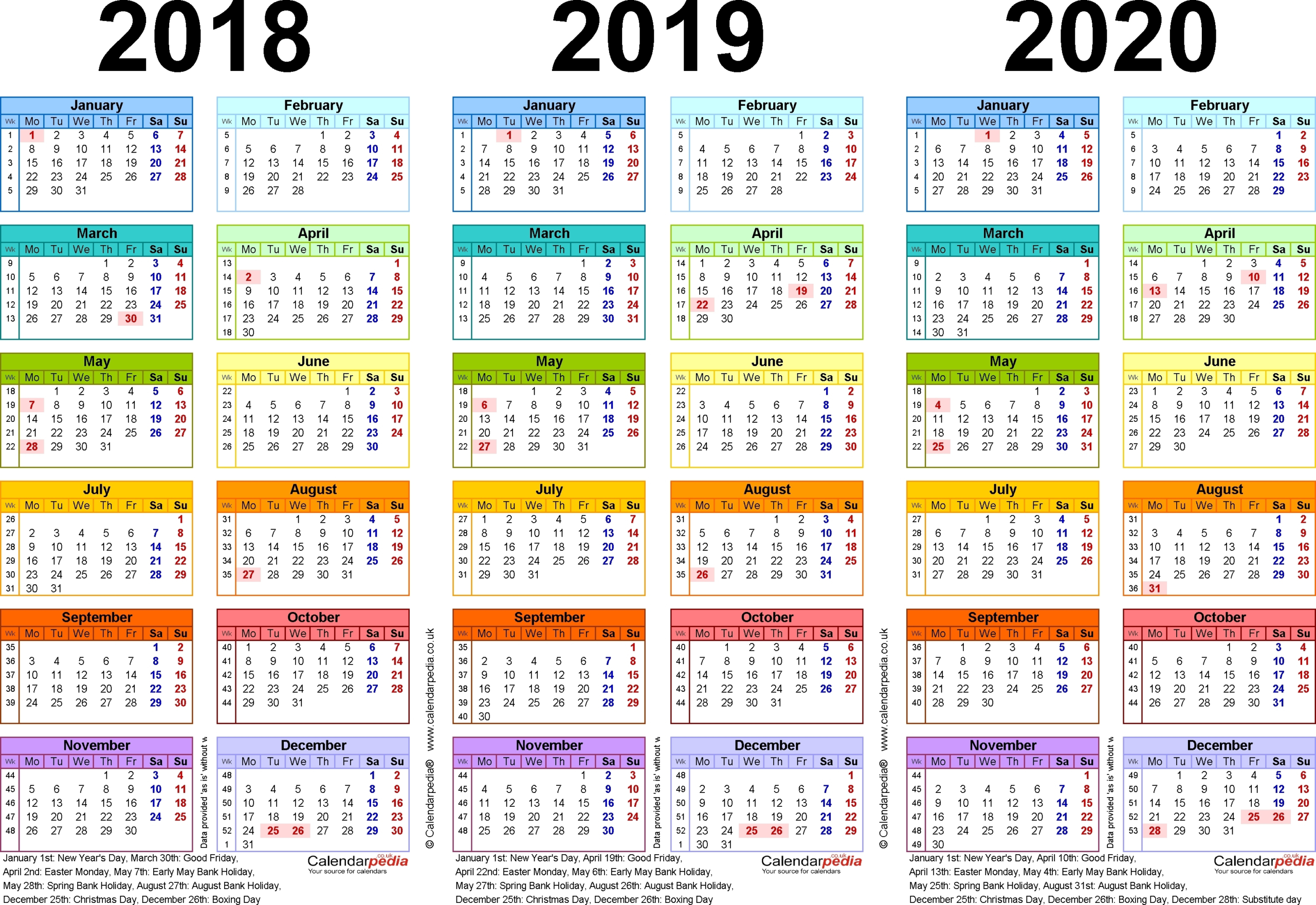 Year Calendar South Africa 2020 | Month Calendar Printable