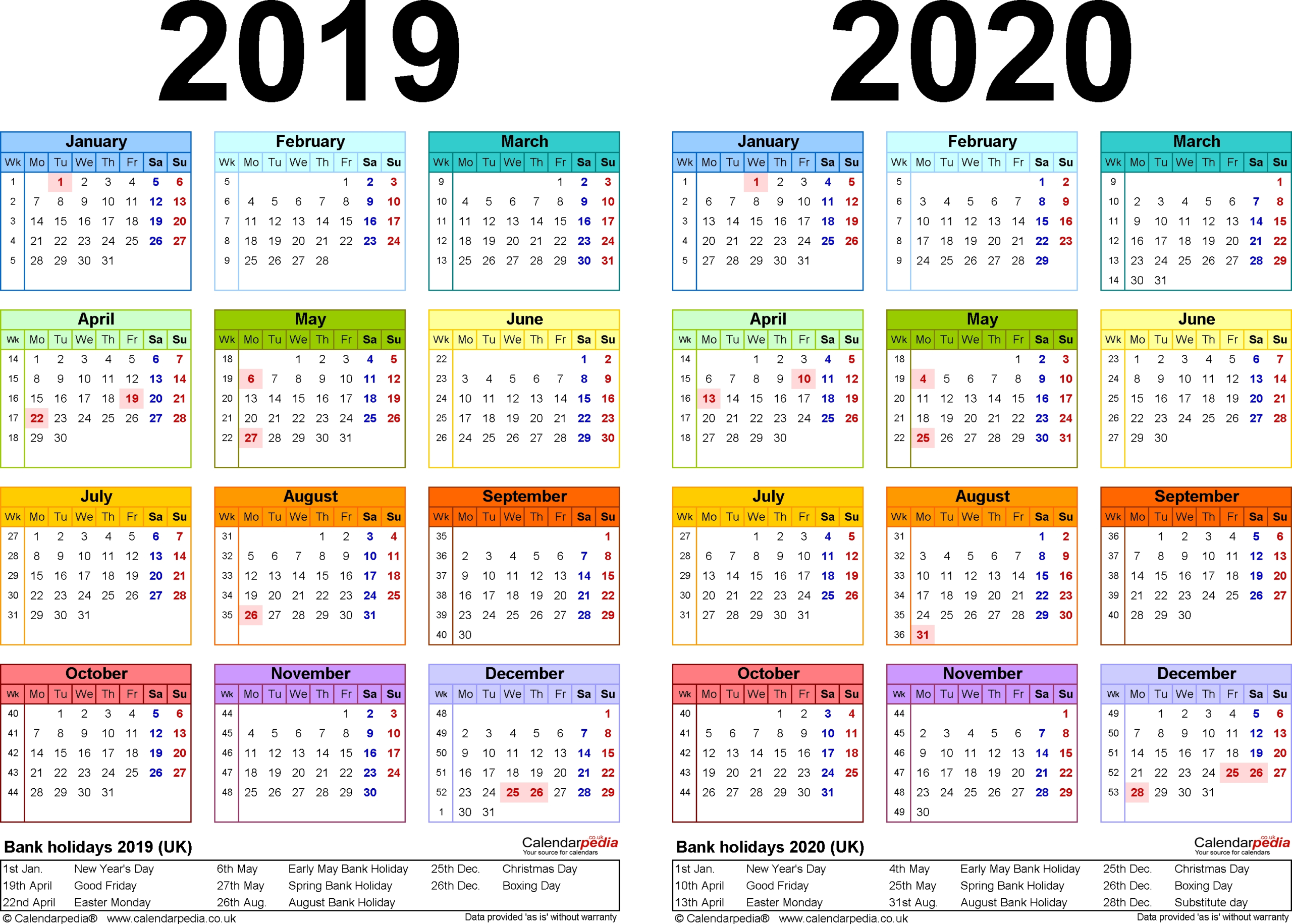 Year Calendar South Africa 2020 | Month Calendar Printable