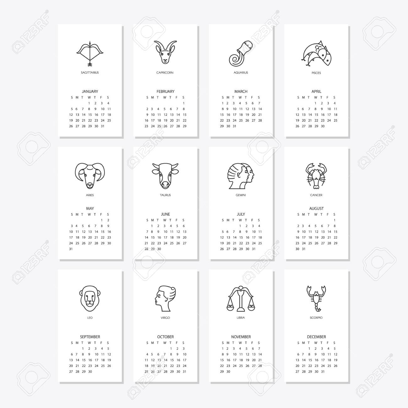 Zodiac Calendar 2020 | Free Printable Calendar