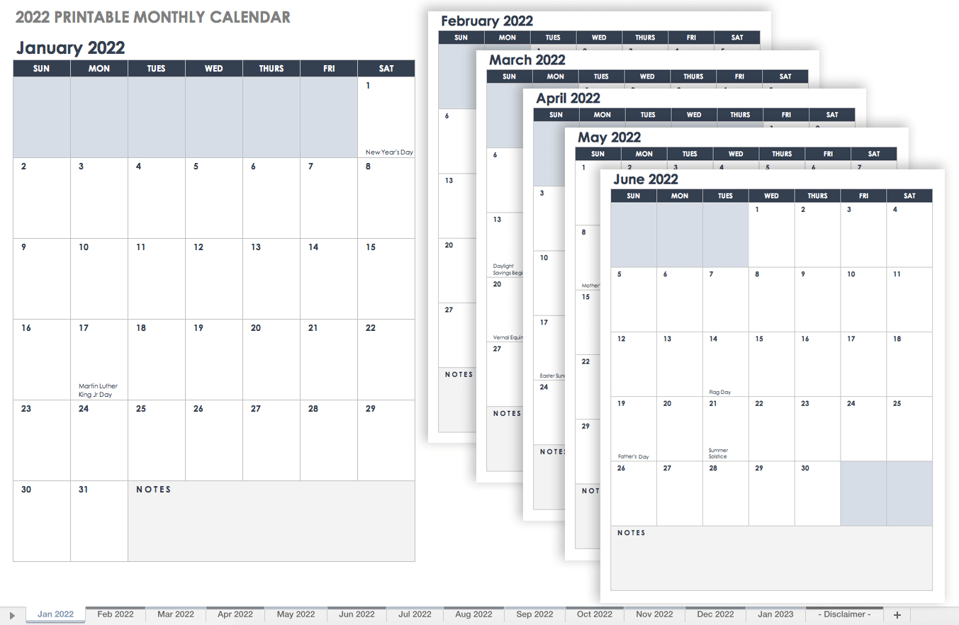 15 Free Monthly Calendar Templates | Smartsheet