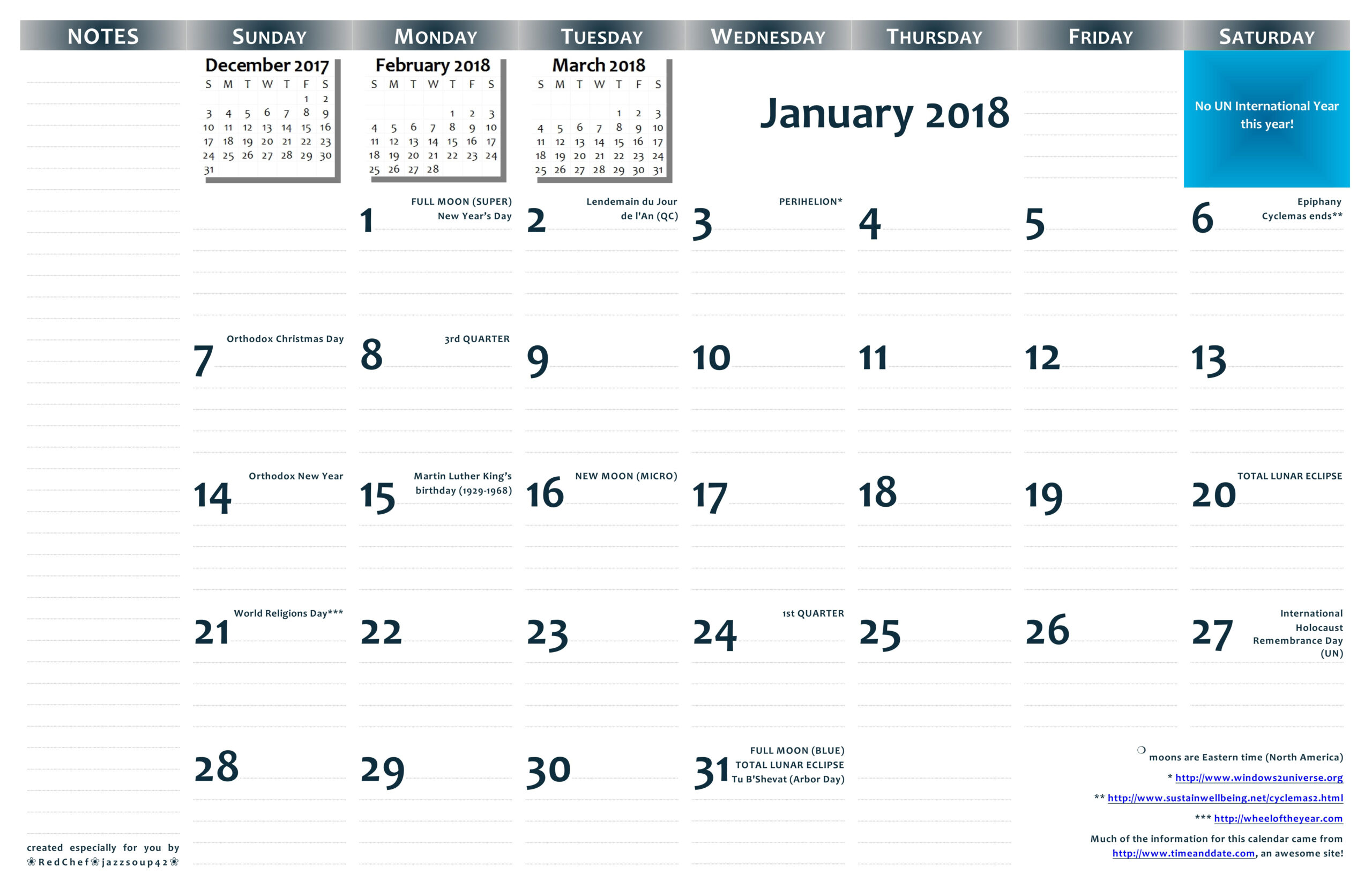 2018 11×17 Printable Wall Calendar — Pdf Format | Jazzsoup42