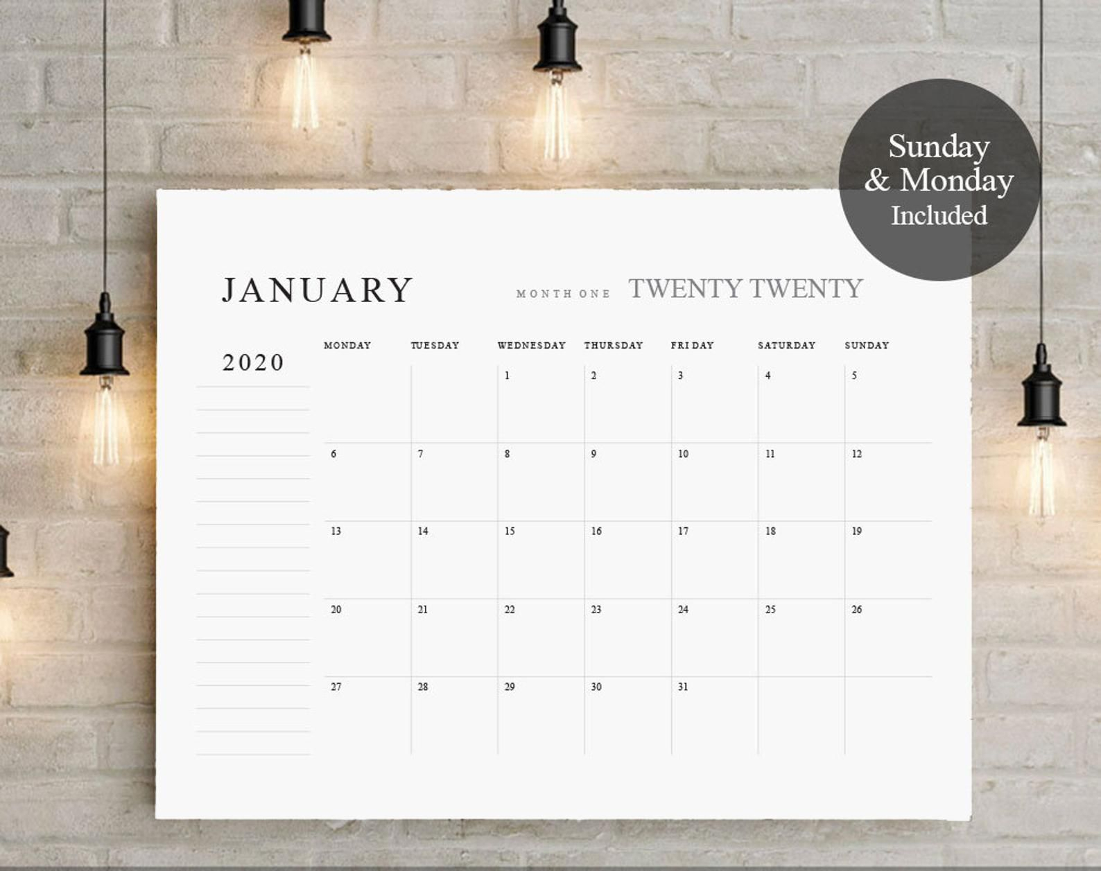 2020 2021 Big Calendar Large Wall Calendarprintable | Etsy